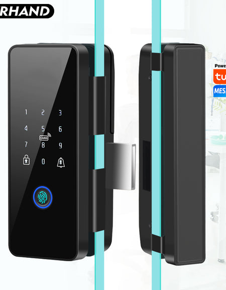 YRHAND 008 Tuya APP Smart Biometric Electronic Glass Door Fingerprint Lock Bluetooth Lock 13.56Mhz RFID Control Keyless Unlock For office