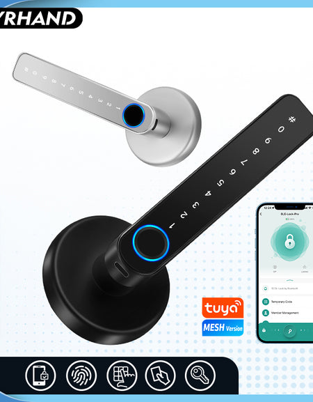 YRHAND X10 Tuya Bluetooth Smart Door Lock APP Remote Unlock 5 In 1 Fingerprint Password IC Card Unlock Digital Lock for Wooden Door