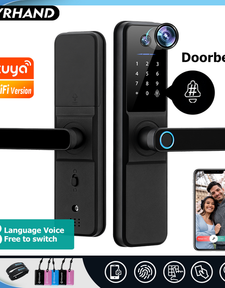 YRHAND H01PRO fechadura eletronica Tuya Wifi Digital Electronic Smart Door Lock With Biometric Camera Fingerprint IP66 Smart Lock