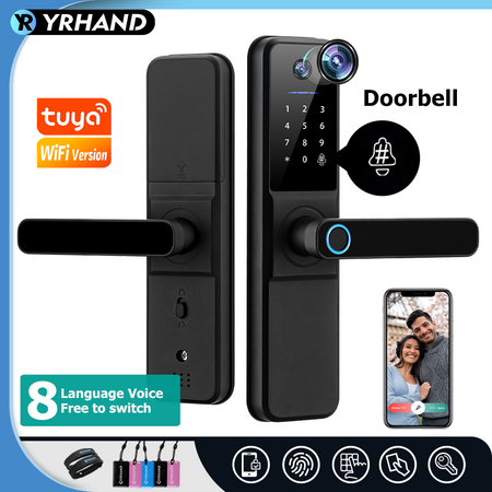 YRHAND H01PRO fechadura eletronica Tuya Wifi Digital Electronic Smart Door Lock With Biometric Camera Fingerprint IP66 Smart Lock