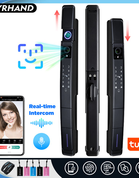 YRHAND A216 3D Face recognition lock Tuya wifi fechadura eletronico digital Waterpoof Visual intercom keyless unlock Sliding Smart Door Lock