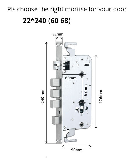 YRHAND 22*240 6068 mortise with hook