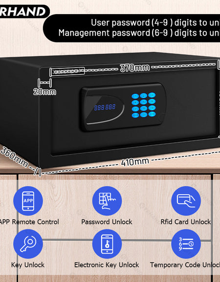 YRHAND 2042F-8A Cashbox Ttlock app Hotel Room Safe Box electronic digital lock Good quality hotel safe box work with GoogleHome and Aleax