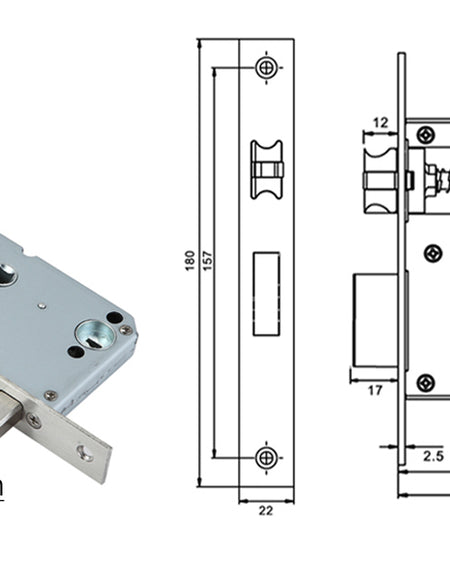 YRHAND 5050 stainless steel mortise with 180*22 guide sheet
