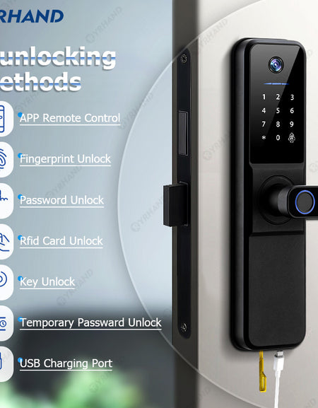 YRHAND H01PRO fechadura eletronica Tuya Wifi Digital Electronic Smart Door Lock With Biometric Camera Fingerprint IP66 Smart Lock