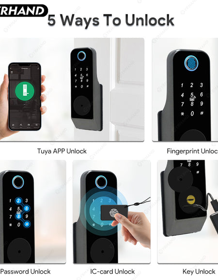 YRHAND GT01-2 Fingerprint Lock Waterproof Tuya Wifi Remote Control Bluetooth TTLock App Mechanical Electronic Smart Door Lock For home