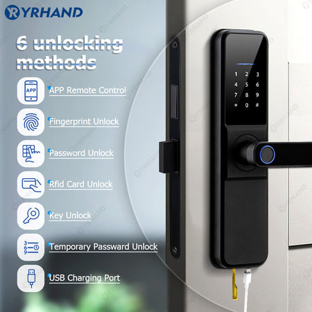 YRHAND H01 Tuya wifi App Unlock fechadura Biometric eletronica digital Waterpoof Fingerprint IC card Smart Door Lock for Home