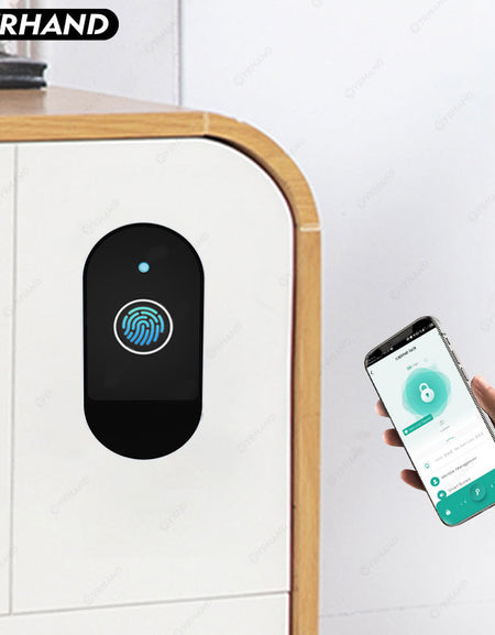 C100-Fingerprint Smart Cabinet Lock,TUYA App Biometric Keyless Entry Remote Access Drawer Filing Cabinet Furniture Cupboard Locks,Black