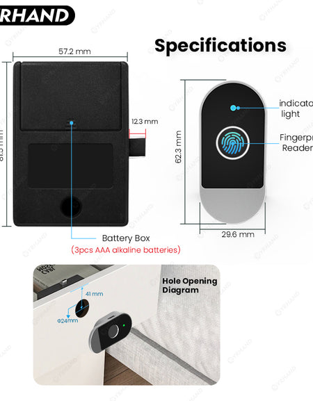 C100-Fingerprint Smart Cabinet Lock,TUYA App Biometric Keyless Entry Remote Access Drawer Filing Cabinet Furniture Cupboard Locks,Black
