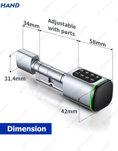 K1P-New Adjustable Replacement Electronic Door lock Digital Password Keypad FRID Card Keyless Smart Cylinder Lock TTLock App Remote Control