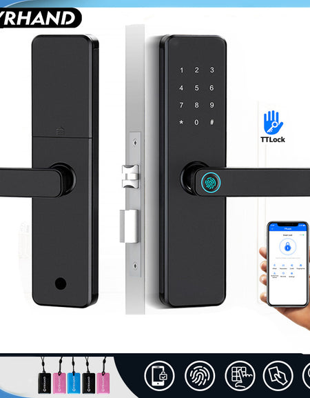 K11-Biometric Fingerprint Door Lock with 4585 Mortise,TTLock App Remote Control,IC Card/Password Code/Key Unock,Keyless Entry Electronic Smart Door Lock for Home Apartment