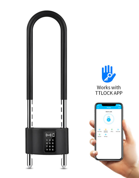 Waterproof code cardable smart U-shaped door lock