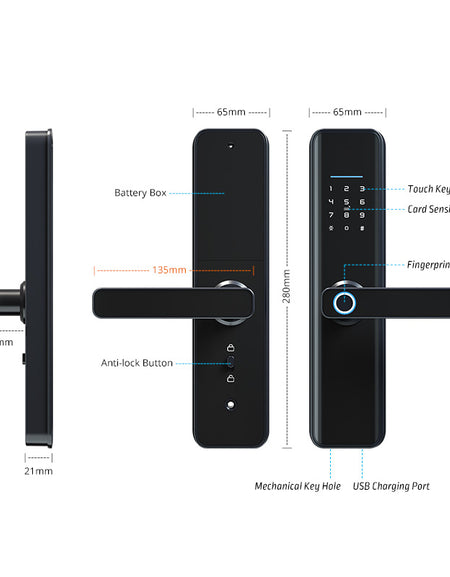 X6-TTlock WIFI Biometric Fingerprint Door Lock with 4585 Mortise,Intelligent Anti-Theft Lock,Electronic Smart Door Lock with RFID Card/ Password/ Key Unock
