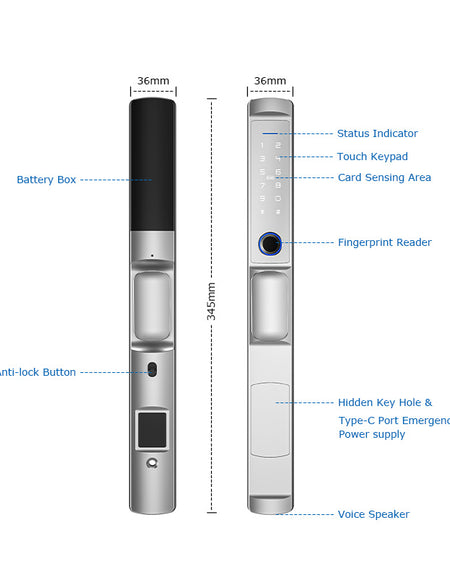 F2 —— Passcode Code Touch Screen Security Waterproof Door lock