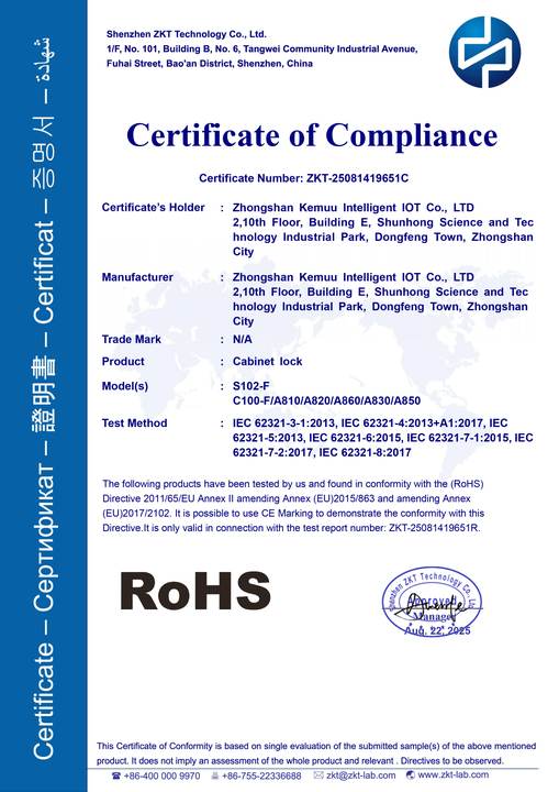 RoHS compliance document