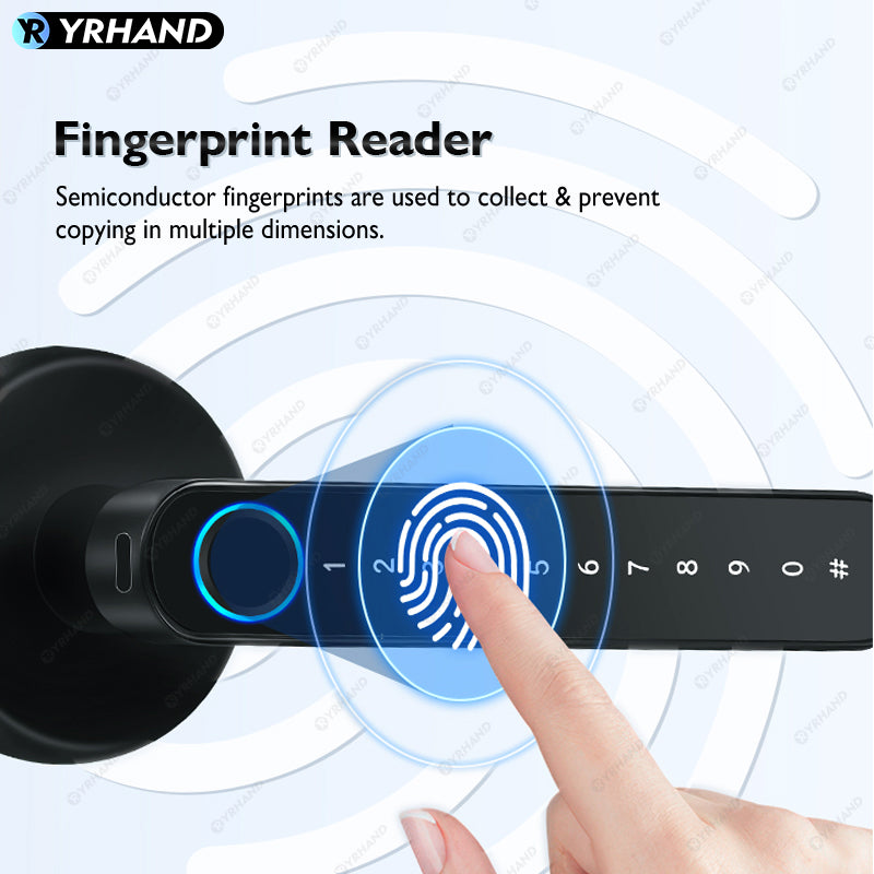 YRHAND X10 Tuya Bluetooth Smart Door Lock APP Remote Unlock 5 In 1 Fingerprint Password IC Card Unlock Digital Lock for Wooden Door