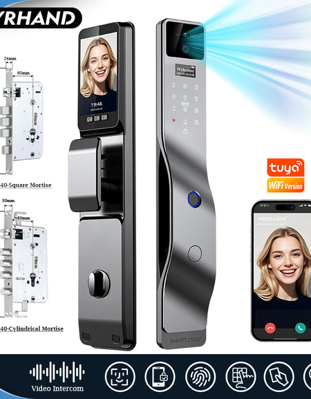 YRHAND F7 Tuya Smart Door Lock ｜3D Face Recognition + 2K Camera + Fingerprint｜Works with Google/Alexa/Security Camera