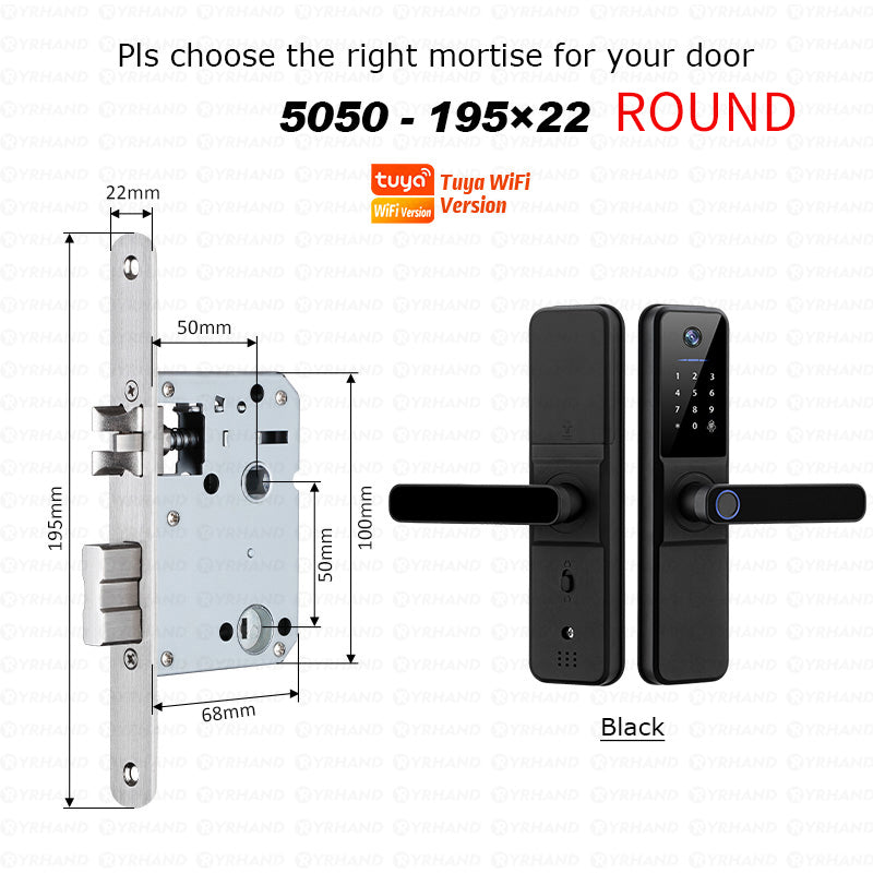 YRHAND H01PRO fechadura eletronica Tuya Wifi Digital Electronic Smart Door Lock With Biometric Camera Fingerprint IP66 Smart Lock