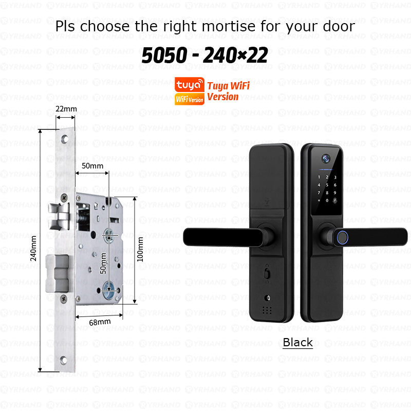 YRHAND H01PRO fechadura eletronica Tuya Wifi Digital Electronic Smart Door Lock With Biometric Camera Fingerprint IP66 Smart Lock