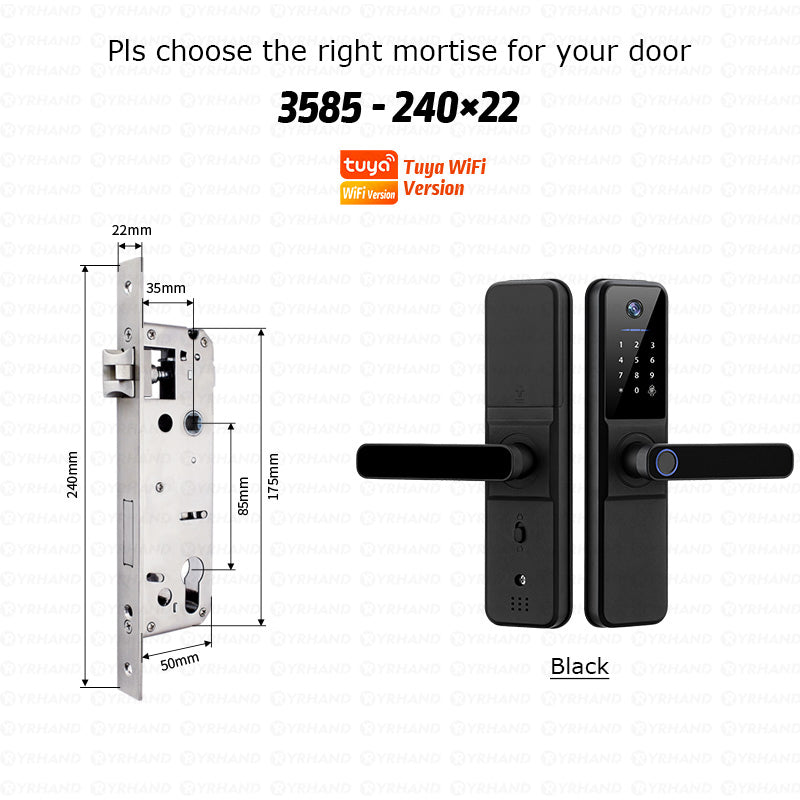 YRHAND H01PRO fechadura eletronica Tuya Wifi Digital Electronic Smart Door Lock With Biometric Camera Fingerprint IP66 Smart Lock
