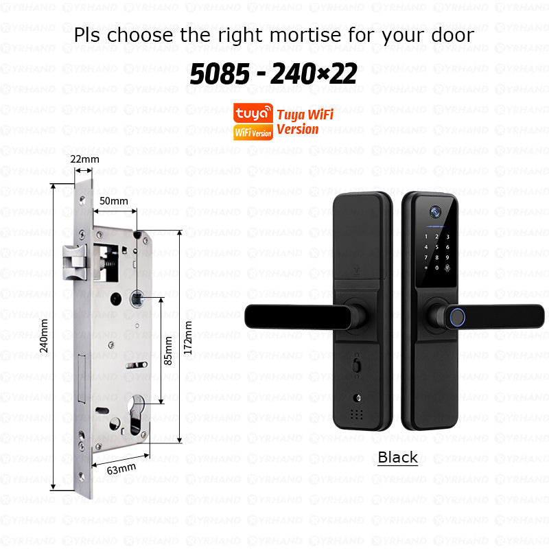 YRHAND H01PRO fechadura eletronica Tuya Wifi Digital Electronic Smart Door Lock With Biometric Camera Fingerprint IP66 Smart Lock