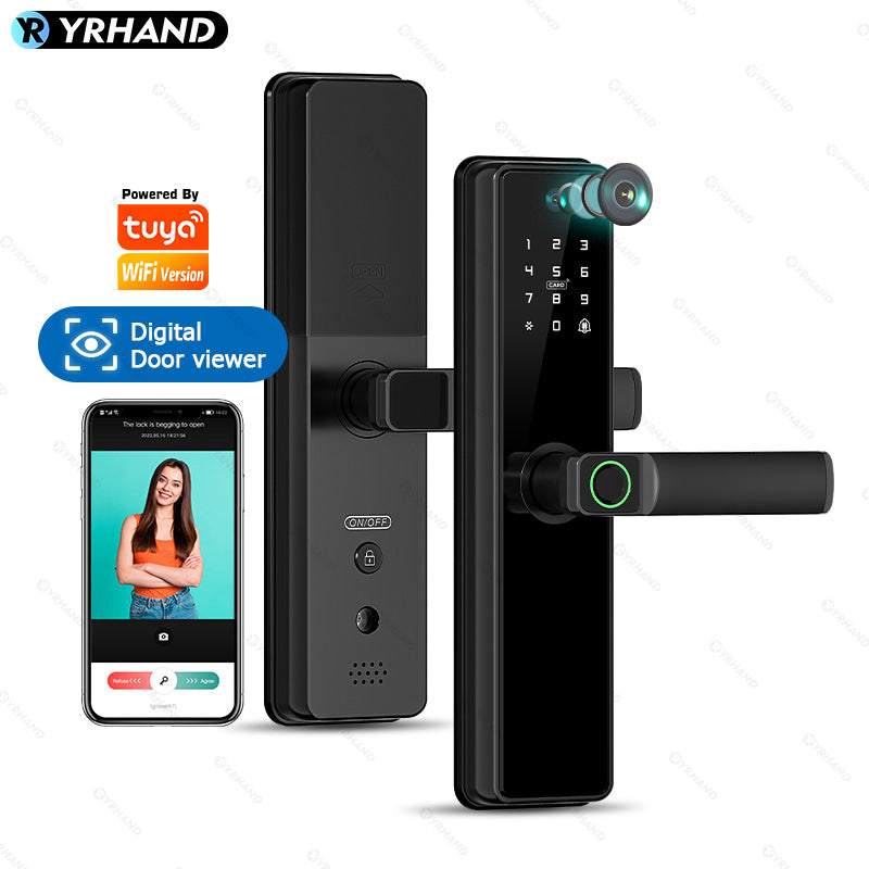 B2pro-Tuya App Biometric Smart Door Lock With Camera,with 4585 mortise,Electric Fingerprint Door Lock Security Intelligent Lock for Hotel Apartment