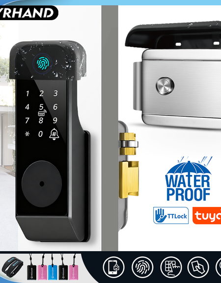 YRHAND GT01-2 Fingerprint Lock Waterproof Tuya Wifi Remote Control Bluetooth TTLock App Mechanical Electronic Smart Door Lock For home