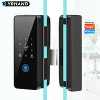 YRHAND 008 Tuya APP Smart Biometric Electronic Glass Door Fingerprint Lock Bluetooth Lock 13.56Mhz RFID Control Keyless Unlock For office
