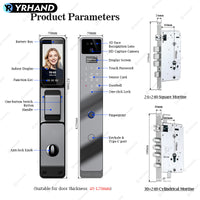 YRHAND F7 Tuya Smart Door Lock ｜3D Face Recognition + 2K Camera + Fingerprint｜Works with Google/Alexa/Security Camera