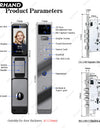 YRHAND F7 Tuya Smart Door Lock ｜3D Face Recognition + 2K Camera + Fingerprint｜Works with Google/Alexa/Security Camera