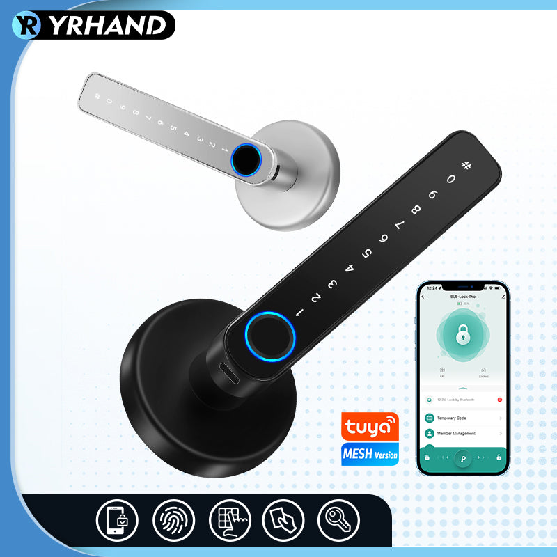 YRHAND X10 Tuya Bluetooth Smart Door Lock APP Remote Unlock 5 In 1 Fingerprint Password IC Card Unlock Digital Lock for Wooden Door