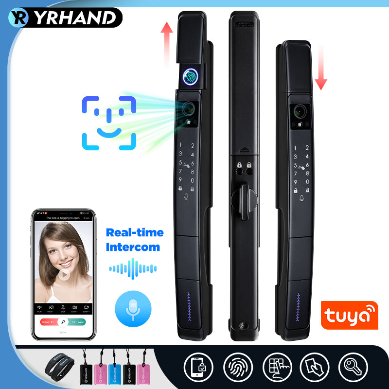 YRHAND A216 3D Face recognition lock Tuya wifi fechadura eletronico digital Waterpoof Visual intercom keyless unlock Sliding Smart Door Lock