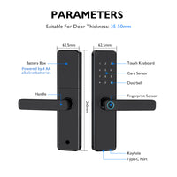 K11-Biometric Fingerprint Door Lock with 4585 Mortise,TTLock App Remote Control,IC Card/Password Code/Key Unock,Keyless Entry Electronic Smart Door Lock for Home Apartment