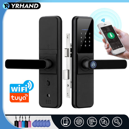 YRHAND H01 Tuya wifi App Unlock fechadura Biometric eletronica digital Waterpoof Fingerprint IC card Smart Door Lock for Home