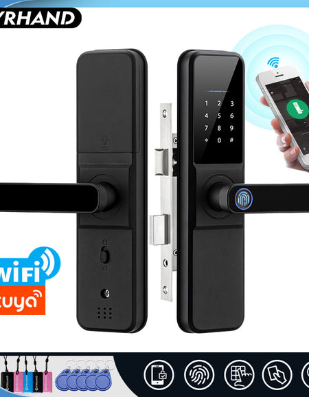 YRHAND H01 Tuya wifi App Unlock fechadura Biometric eletronica digital Waterpoof Fingerprint IC card Smart Door Lock for Home