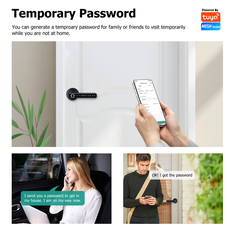 Smart Lock,YRHAND Fingerprint Door Lock,5 Unlocking Methods,Tuya App,Black
