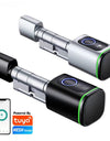 K1F-YRHAND Tuya App Cylinder Electronic Smart Door Lock Fingerprint FRID Card Mechanical Key Unlock