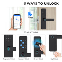 K11-Biometric Fingerprint Door Lock with 4585 Mortise,TTLock App Remote Control,IC Card/Password Code/Key Unock,Keyless Entry Electronic Smart Door Lock for Home Apartment