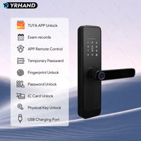 H03-Fingerprint Smart Door Lock with 4585 mortise,Anti-theft Biometric Password Door Lock,Tuya App Control,Backup Key, IC Card Unlock