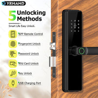 B2-YRHAND Tuya WIFI Smart Fingerprint Door Lock with 4585 Mortise, with 5-in-1 Unlock Methods,Security Intelligent Lock Biometric Electronic Gate Lock for Hotel/Office/Apartment