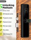 B2-YRHAND Tuya WIFI Smart Fingerprint Door Lock with 4585 Mortise, with 5-in-1 Unlock Methods,Security Intelligent Lock Biometric Electronic Gate Lock for Hotel/Office/Apartment