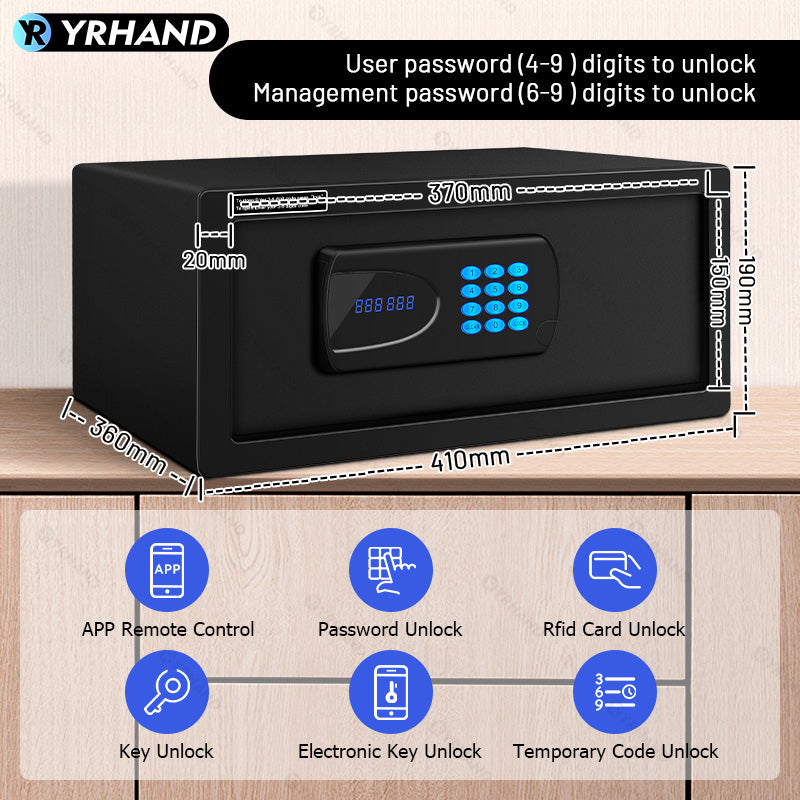 YRHAND 2042F-8A Cashbox Ttlock app Hotel Room Safe Box electronic digital lock Good quality hotel safe box work with GoogleHome and Aleax