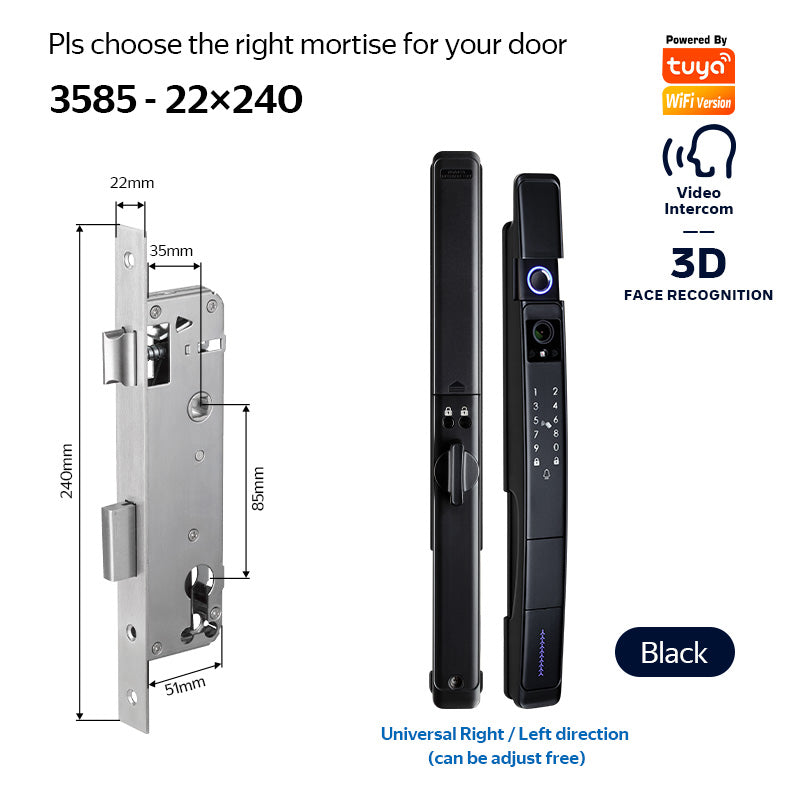 YRHAND A216 3D Face recognition lock Tuya wifi fechadura eletronico digital Waterpoof Visual intercom keyless unlock Sliding Smart Door Lock