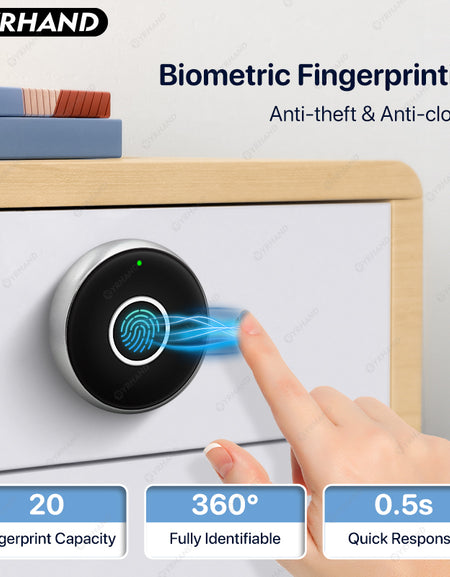YRHAND 1667-5Z Fingerprint Drawer Lock Fingerprint Cabinet Lock for Valuable Private Storage Home or Office Drawers cabinets wardrobes