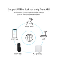 R5-Keyless Smart Door Lock TTLock App Electric Rim Lock Biometrics Fingerprint Door Lock with IC Card / Password Key Unlock