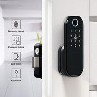 R5-Keyless Smart Door Lock TTLock App Electric Rim Lock Biometrics Fingerprint Door Lock with IC Card / Password Key Unlock