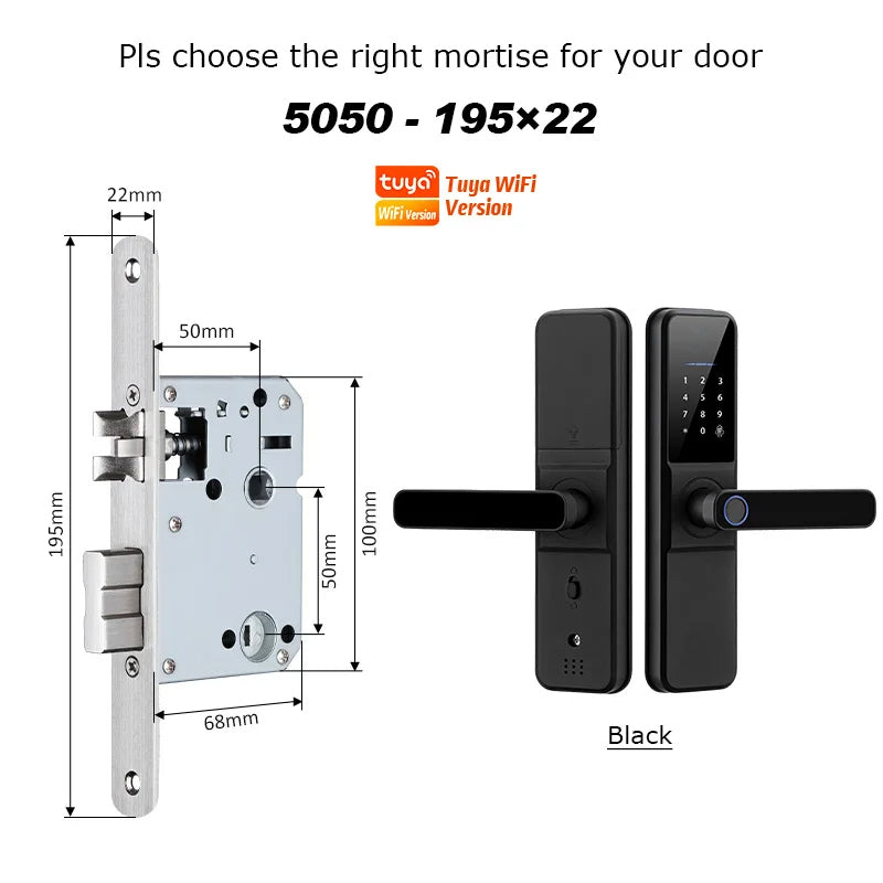 YRHAND H01 Tuya wifi App Unlock fechadura Biometric eletronica digital Waterpoof Fingerprint IC card Smart Door Lock for Home