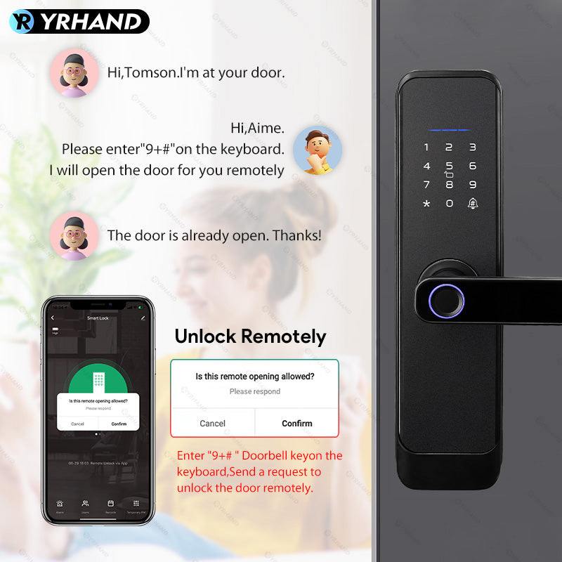 H03-Fingerprint Smart Door Lock with 4585 mortise,Anti-theft Biometric Password Door Lock,Tuya App Control,Backup Key, IC Card Unlock