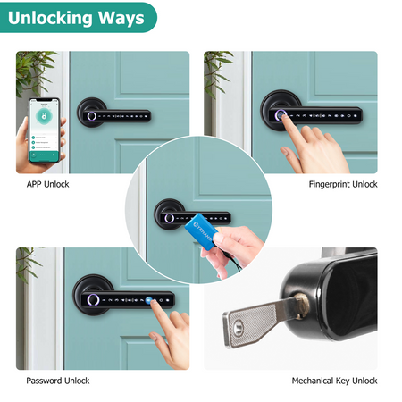 Smart Lock,YRHAND Fingerprint Door Lock,5 Unlocking Methods,Tuya App,Black