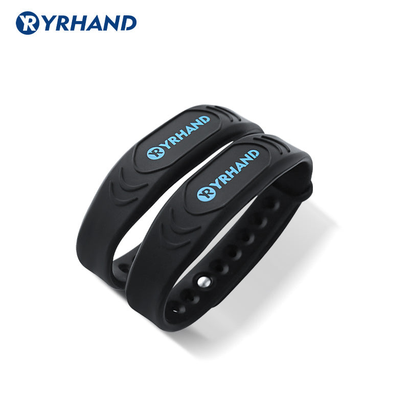 YRHAND 2pcs 13.56Mhz RFID IC Card Black Smart Wristbands Bracelets for rfid door locks
